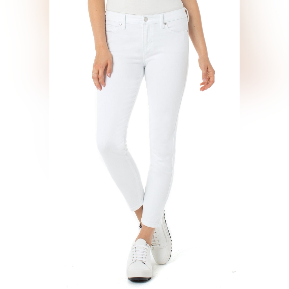 Liverpool Mid-Rise Abby Ankle Stretch Skinny Jeans in Bright White, sz 4/27
